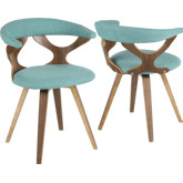 Gardenia Swivel Dining or Accent Chair in Teal Fabric & Walnut